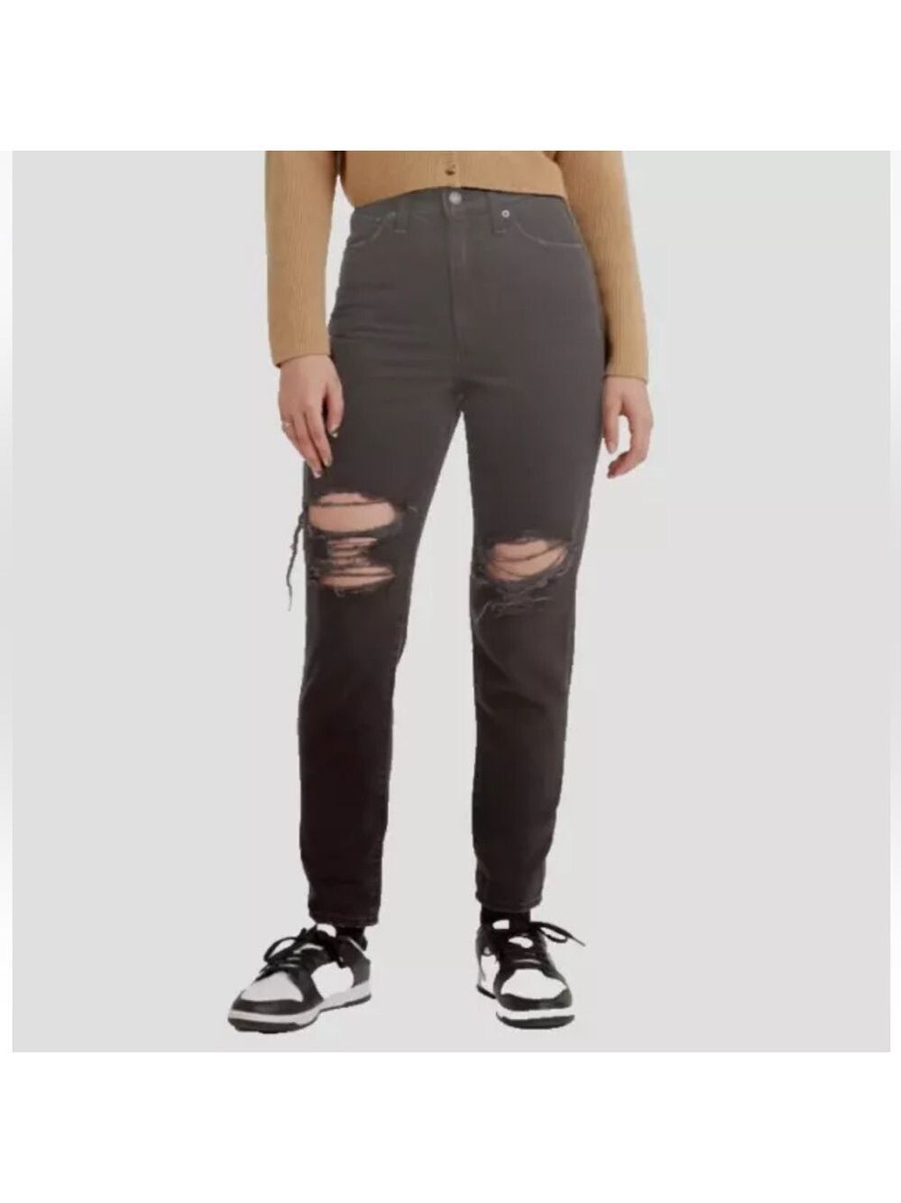 Levi’s High Waisted Mom Jeans Womens 33x29 Black Destructed 26986-0029